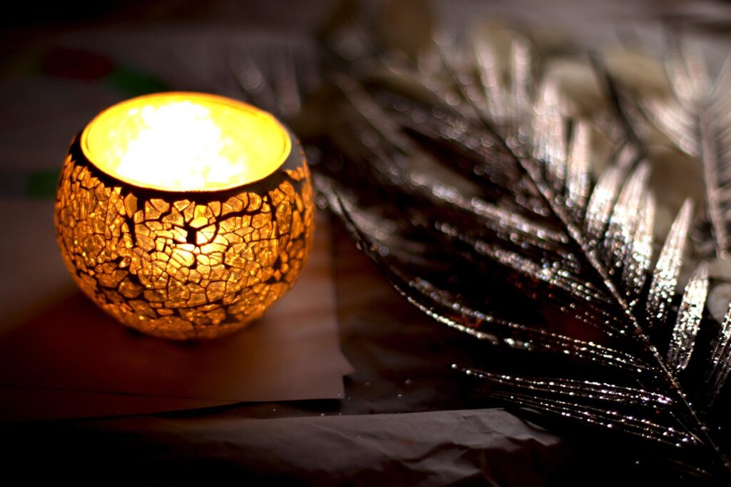 candle, decoration, flame, night light, candlelight